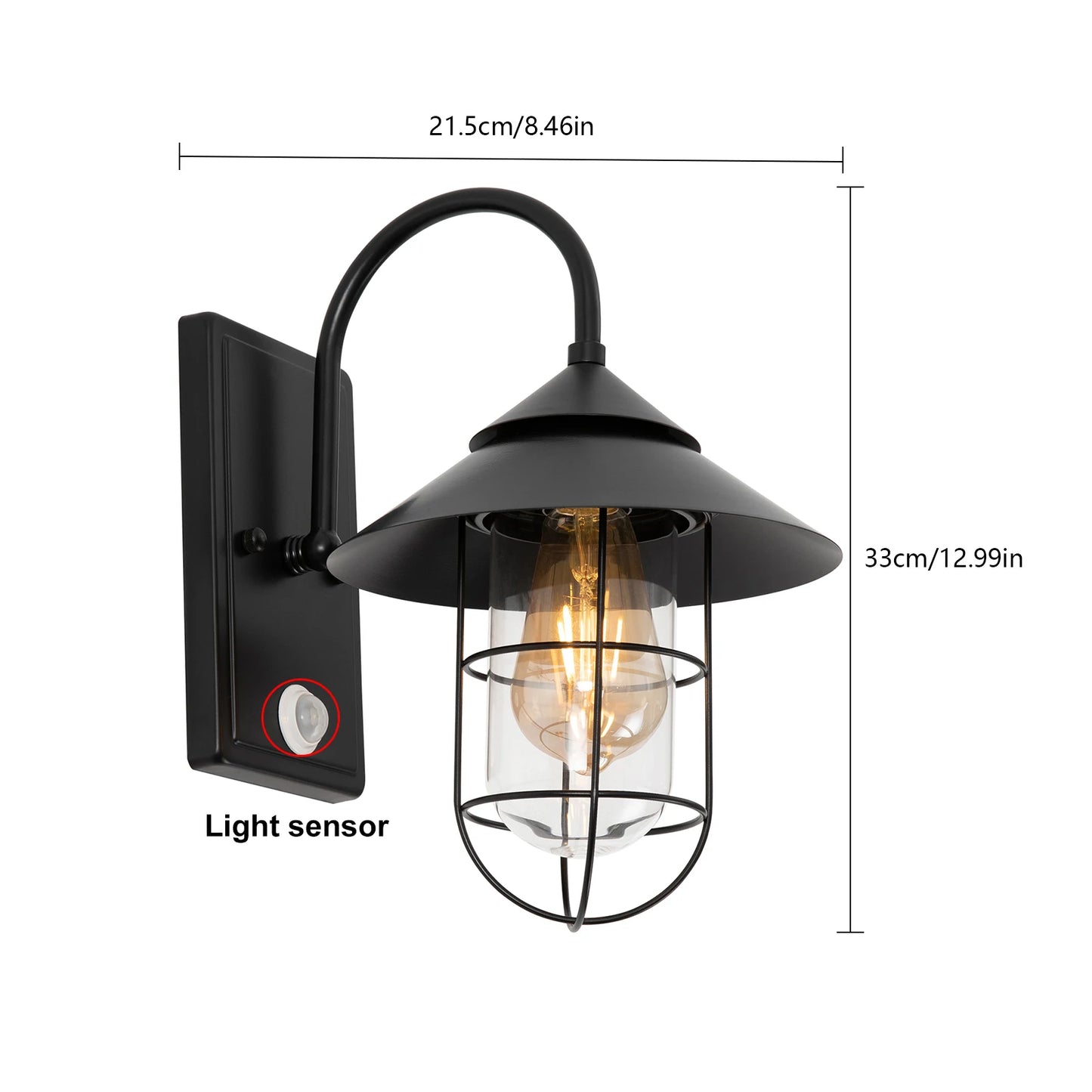 Bymaocar Retro Wall Lamp Human Body Induction Sconce E26 Socket