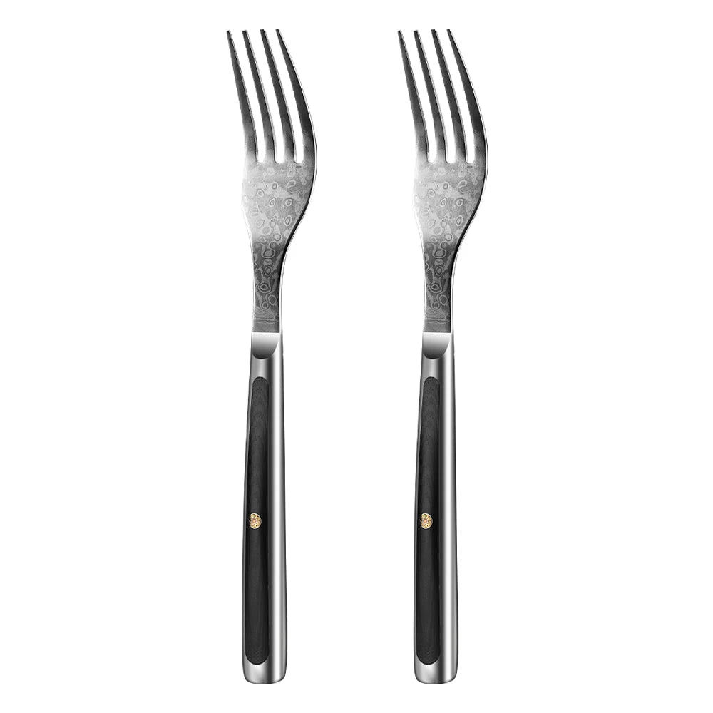 Sunnecko SeventyThreeLayer VG10 Damascus Steel Forks And SteakKnives Set PremiumProfessionalGrade