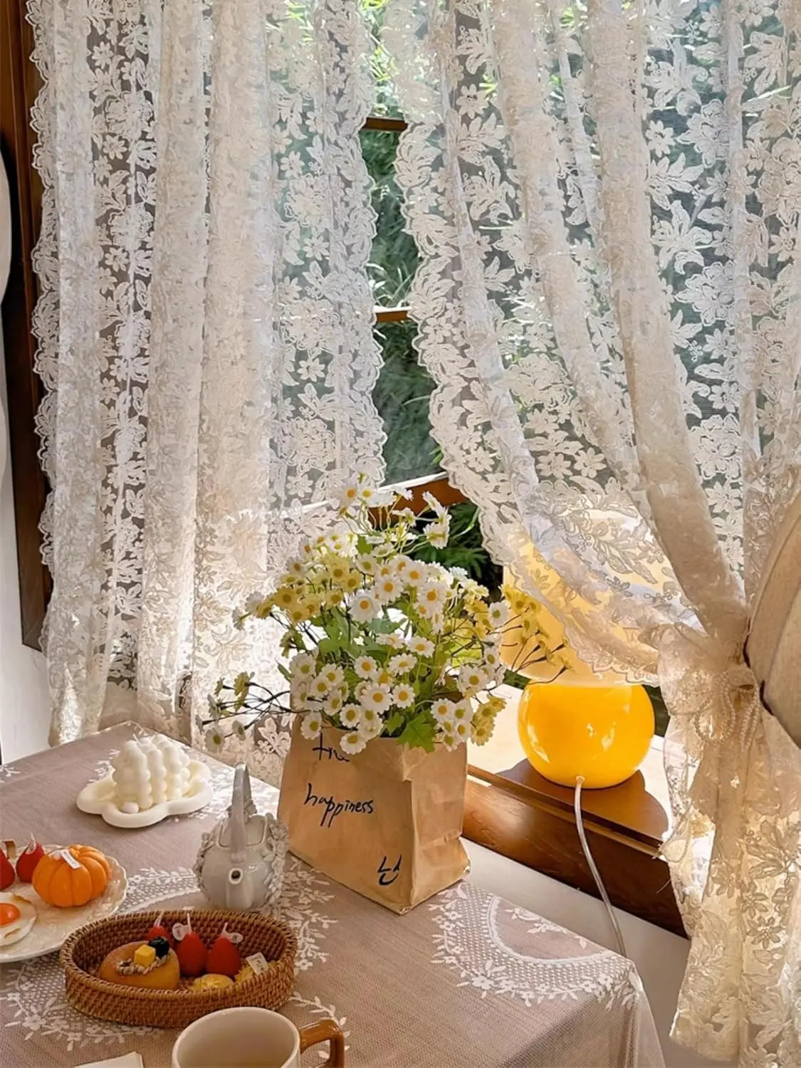 JESSANSCraft Tulle Lace Embroidered Curtains Living Room