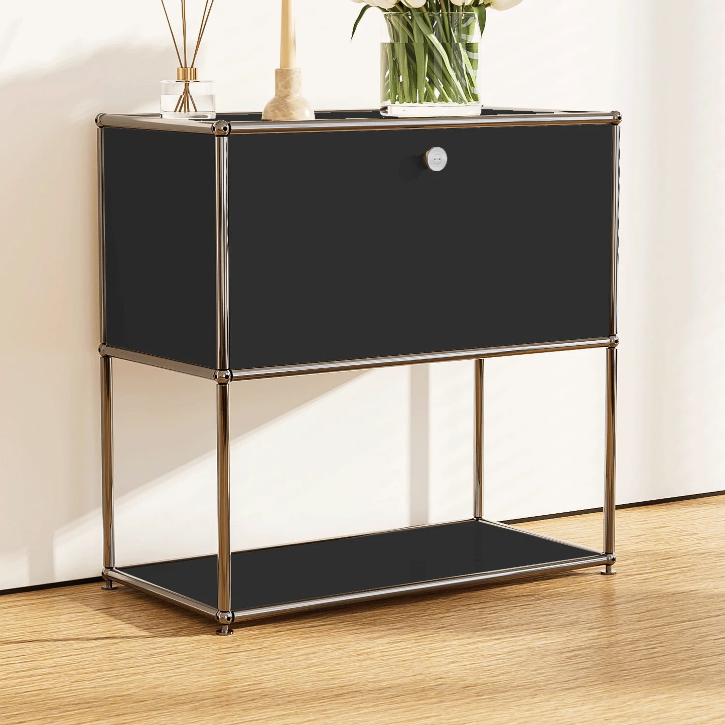 Furgle Modern TV Stand Storage Cabinet With Metal Frame
