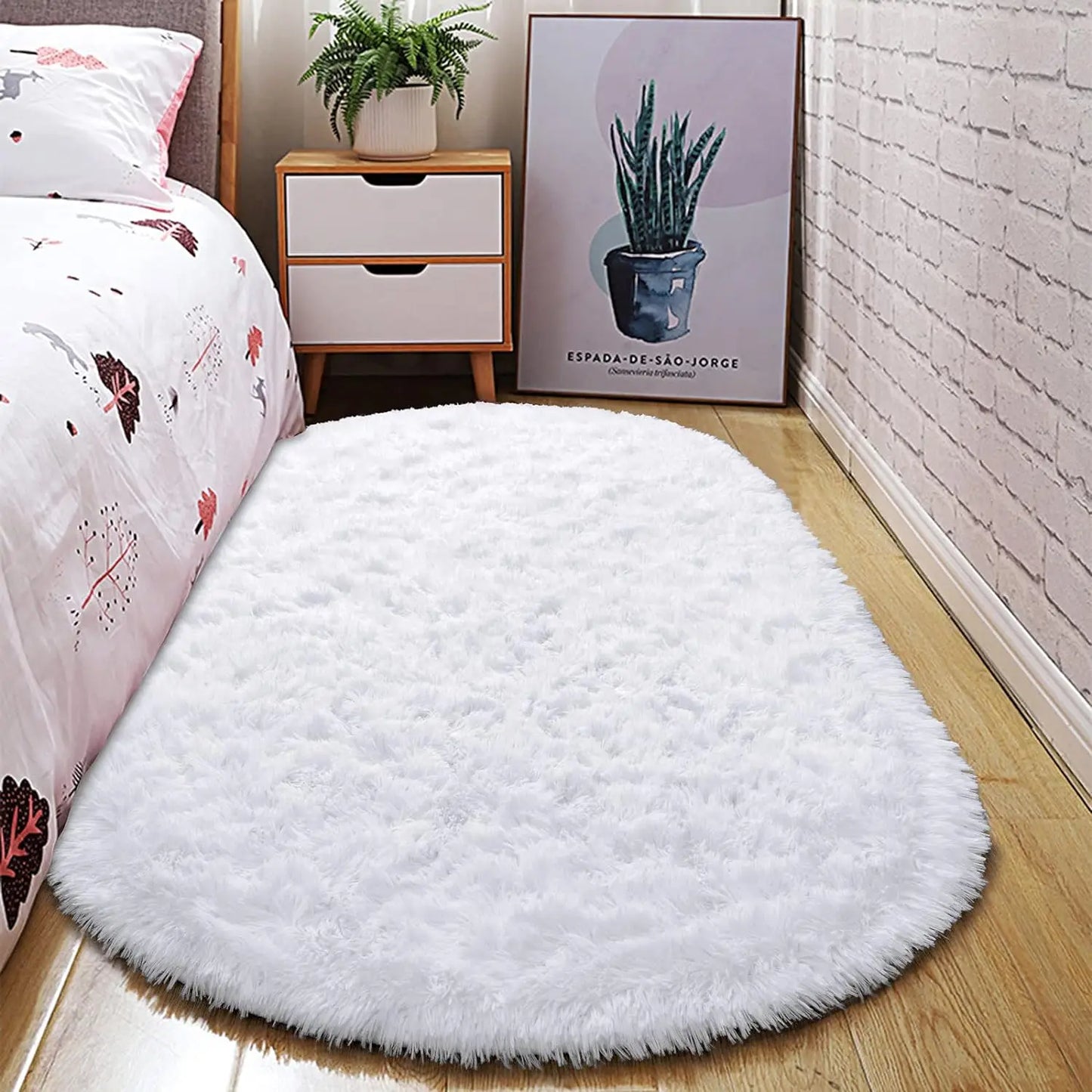 Aubusson Oval Fluffy Ultra Soft Area Rug For Bedroom