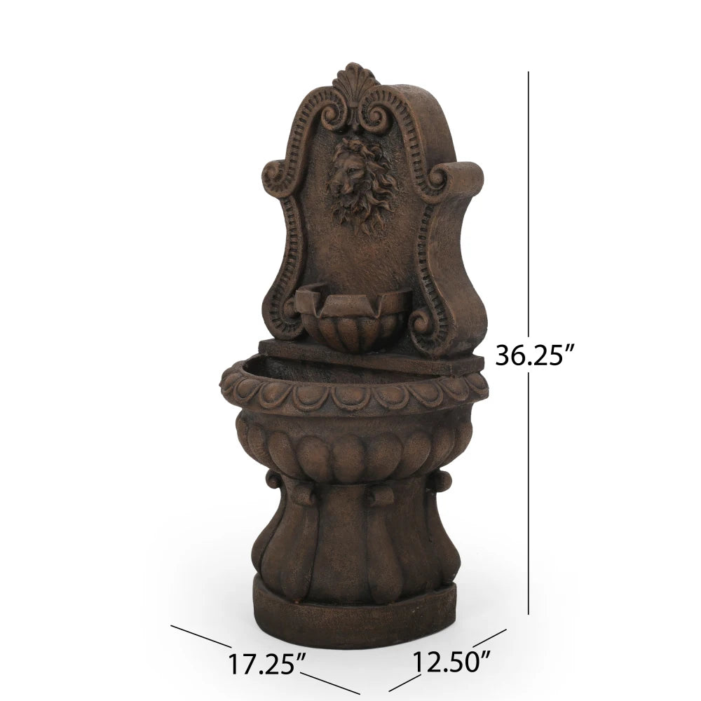 Olivia Lion Head Garden Outdoor Floor Fountain With Light