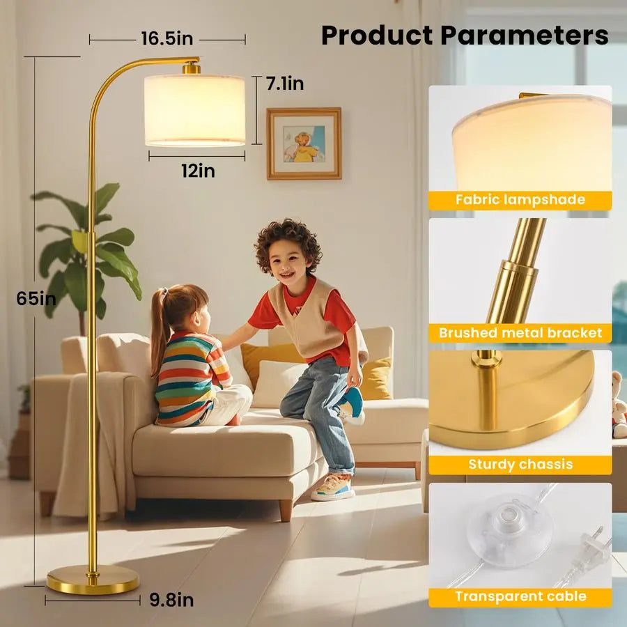 Modern Floor Lamp With Fabric Shade And 9W LED Bulb Not Included