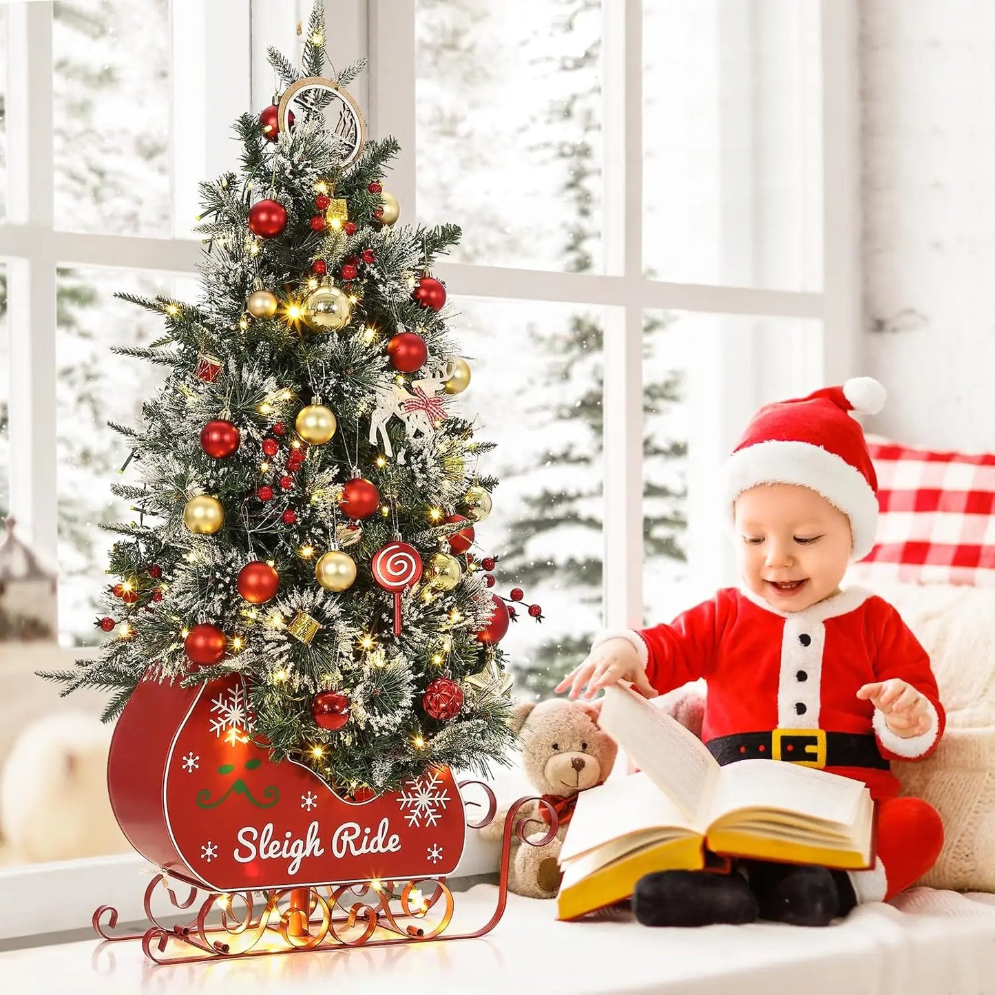 Electronic Prelit Tree With 78 Lights 8 Modes Berry Accents