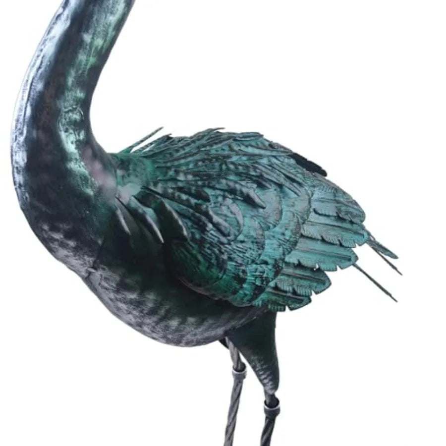 SHXI Crane Statue Metal Retro Style Garden Sculpture Yard Art