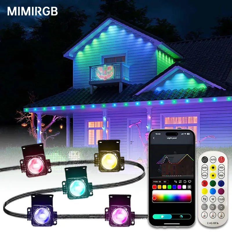 MIMIRGB Outdoor RGB Waterproof Eaves String Lights Holidays