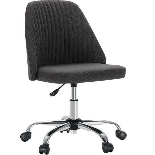 JHK Armless Desk Chair With Wheels Fabric Swivel Office