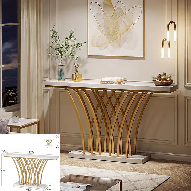 Little Tree Console Table Modern Entryway Grid Base