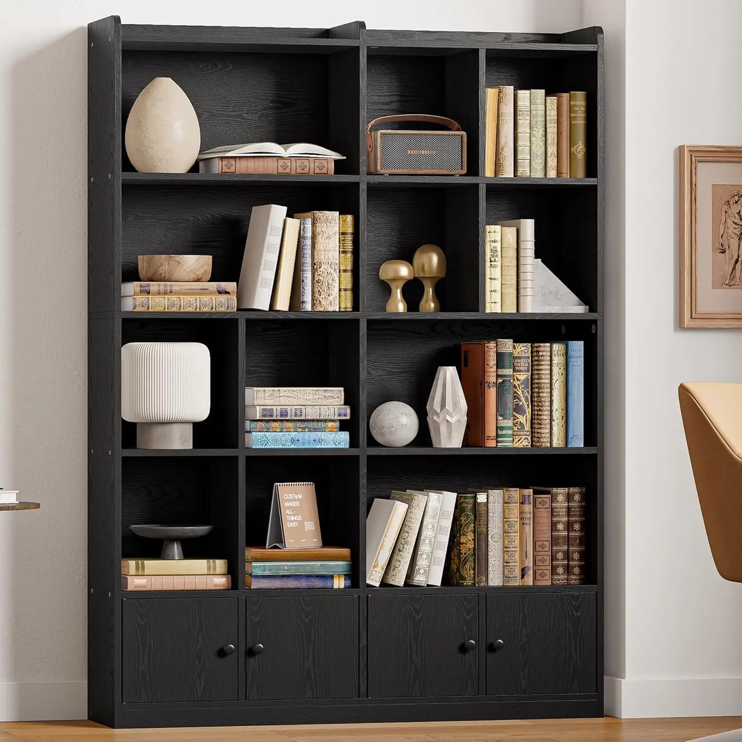 IRONCK SixTier Bookcase With TemperedGlass Doors Floor Standing DisplayUnit HomeLiving