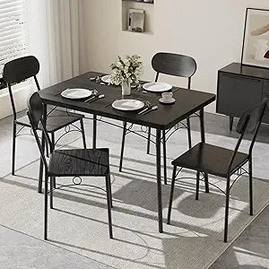 Dining Table Set MDF Tabletop With Metal Frame And Chairs