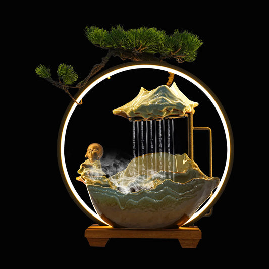 Hign-concerned Tabletop Ceramic Wood Water Fountain