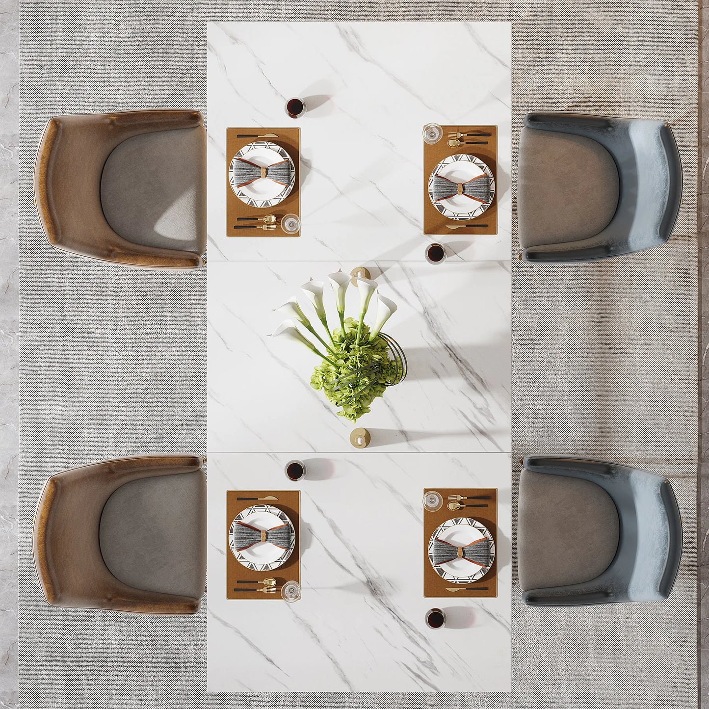 Tribesigns Modern Dining Table With Faux Marble Top