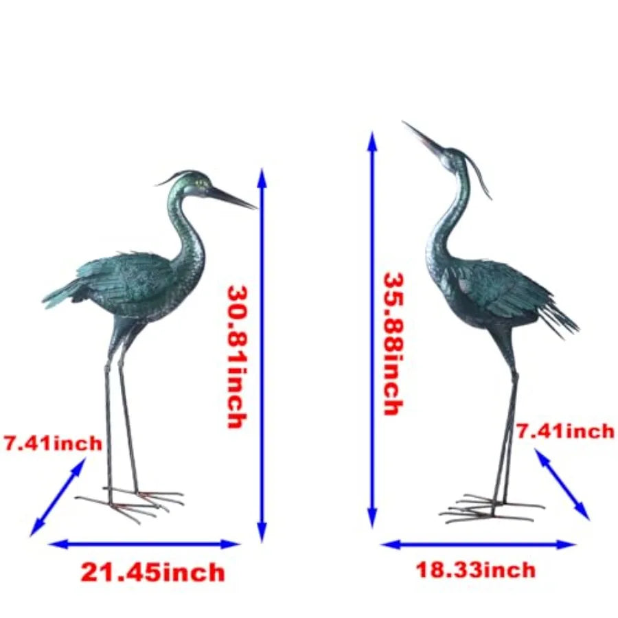 SHXI Crane Statue Metal Retro Style Garden Sculpture Yard Art