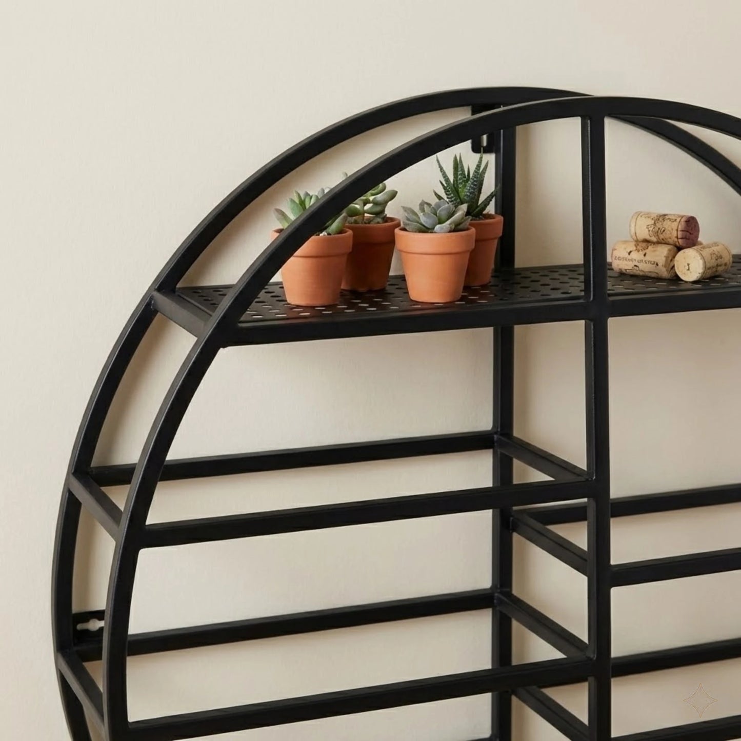Bymaocar Wall Mounted Black Iron Wine Shelf 7 Bottle Rack