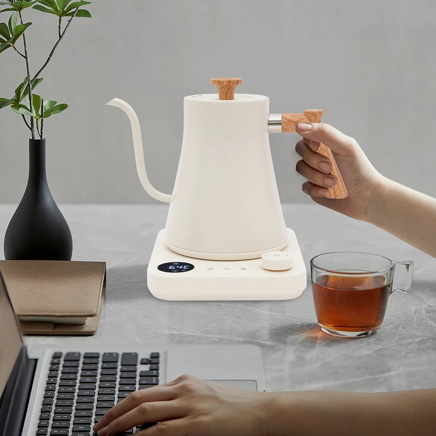 Bymaocar 1200W Stainless Steel Gooseneck Electric Kettle