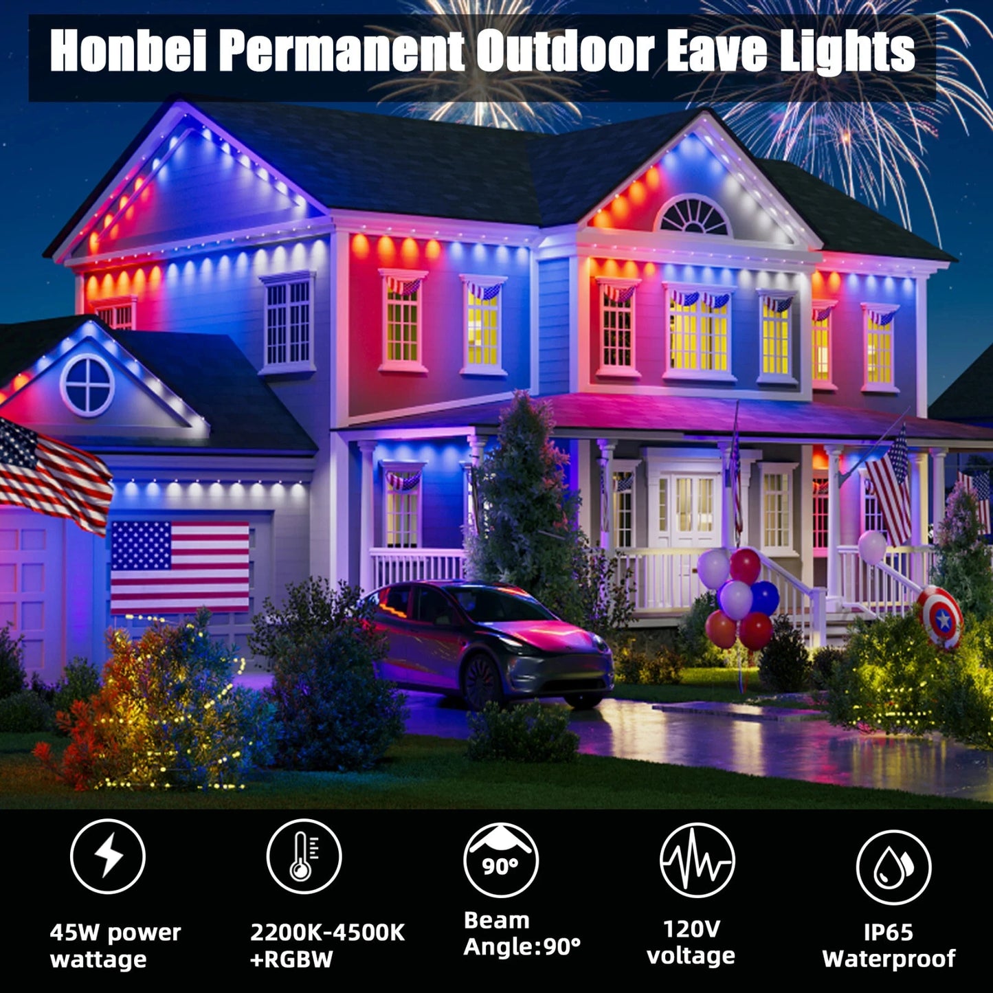 MIMIRGB Outdoor RGB Waterproof Eaves String Lights Holidays