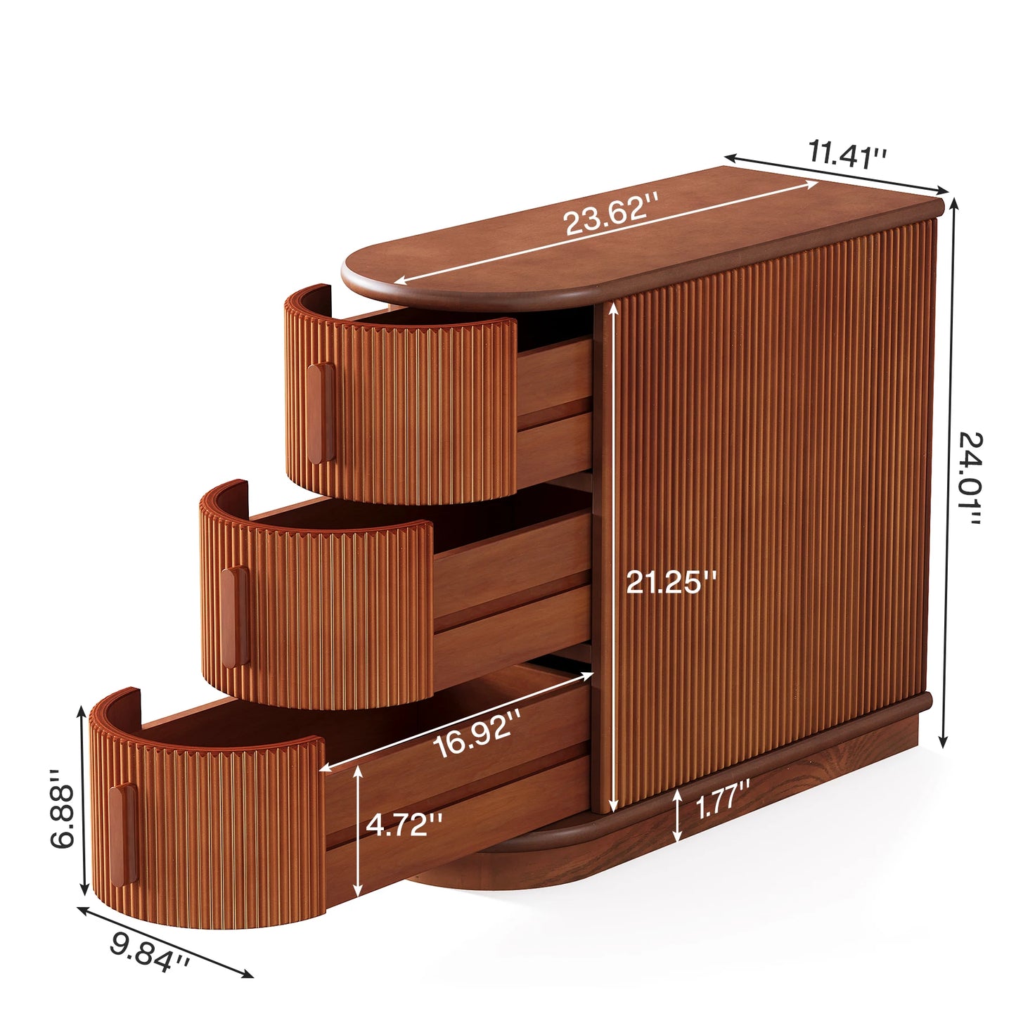 Tribesigns Solid Wood End Table With 3 Drawer Storage