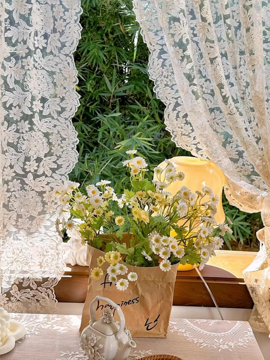 JESSANSCraft Tulle Lace Embroidered Curtains Living Room