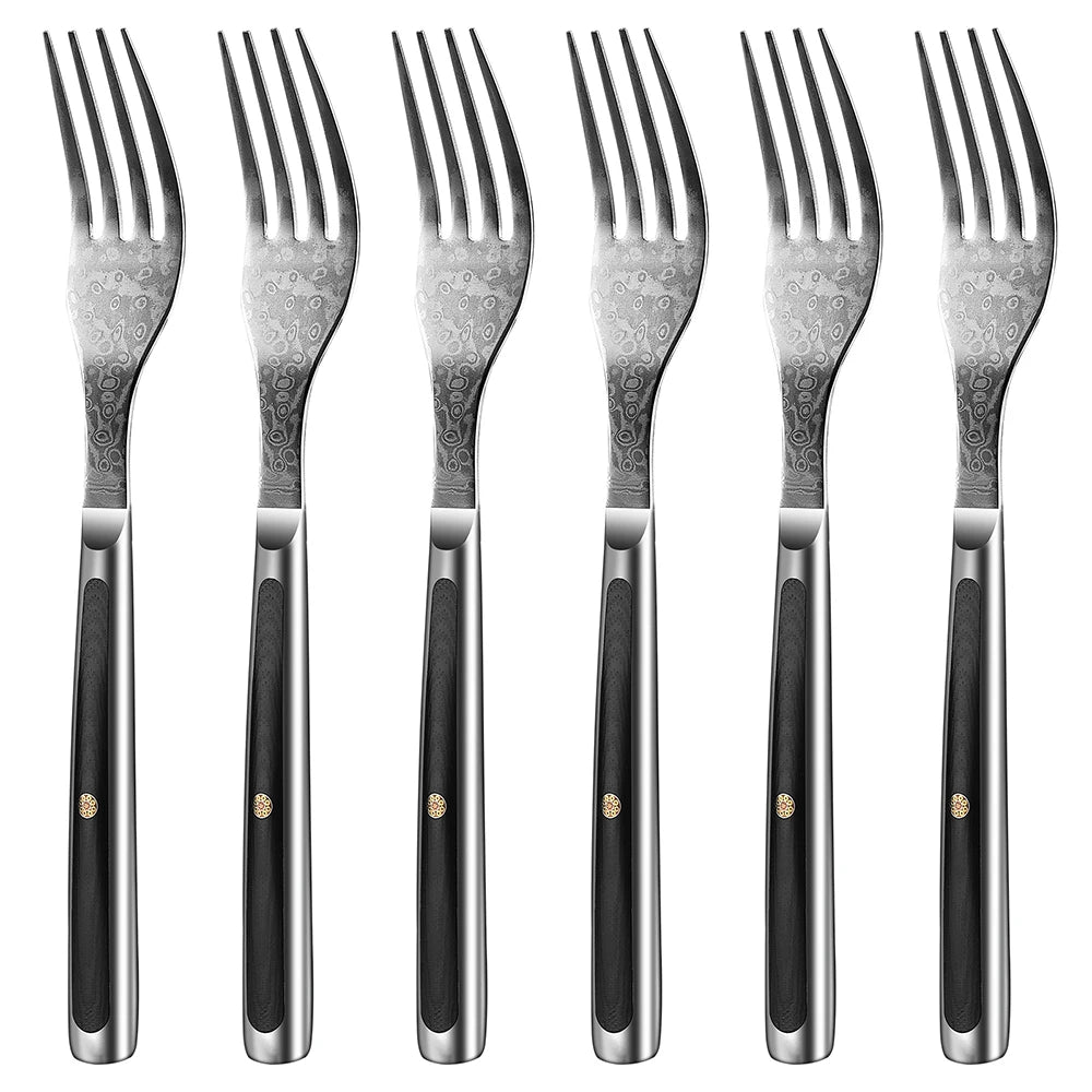 Sunnecko SeventyThreeLayer VG10 Damascus Steel Forks And SteakKnives Set PremiumProfessionalGrade