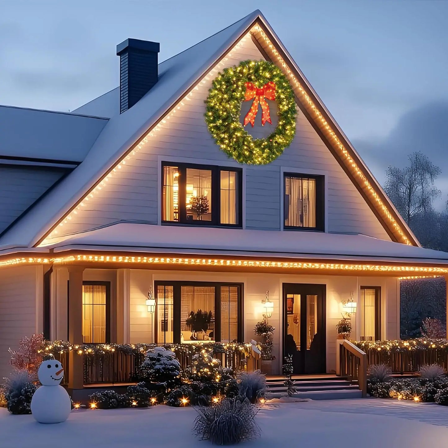 Guangdong Artificial Christmas Wreath With Bow Pre Lit LED