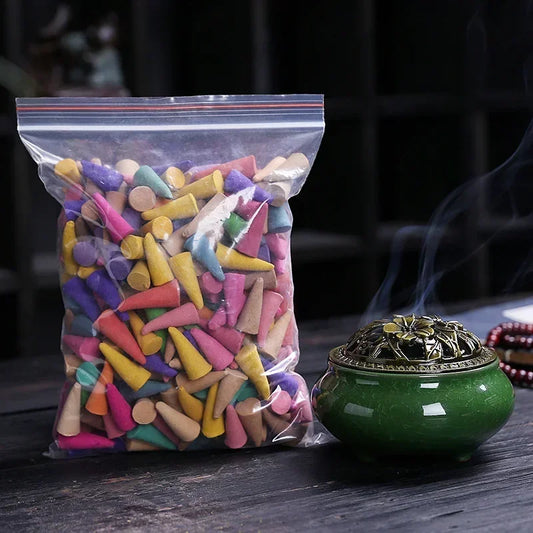 60Pcs Mixed Scented Incense Cones Waterfall Backflow Aromatherapy Anxiety Relief