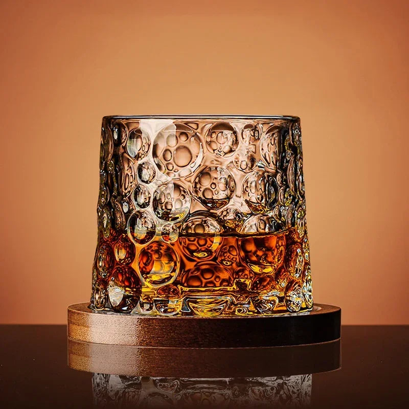 Crystal Tumbler Whiskey Glass With Base Rotating Spinning