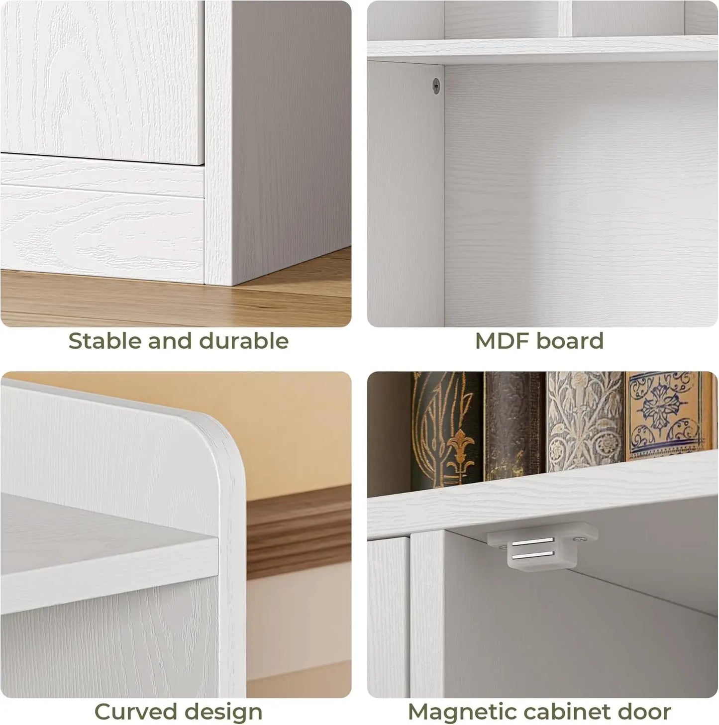 IRONCK SixTier Bookcase With TemperedGlass Doors Floor Standing DisplayUnit HomeLiving