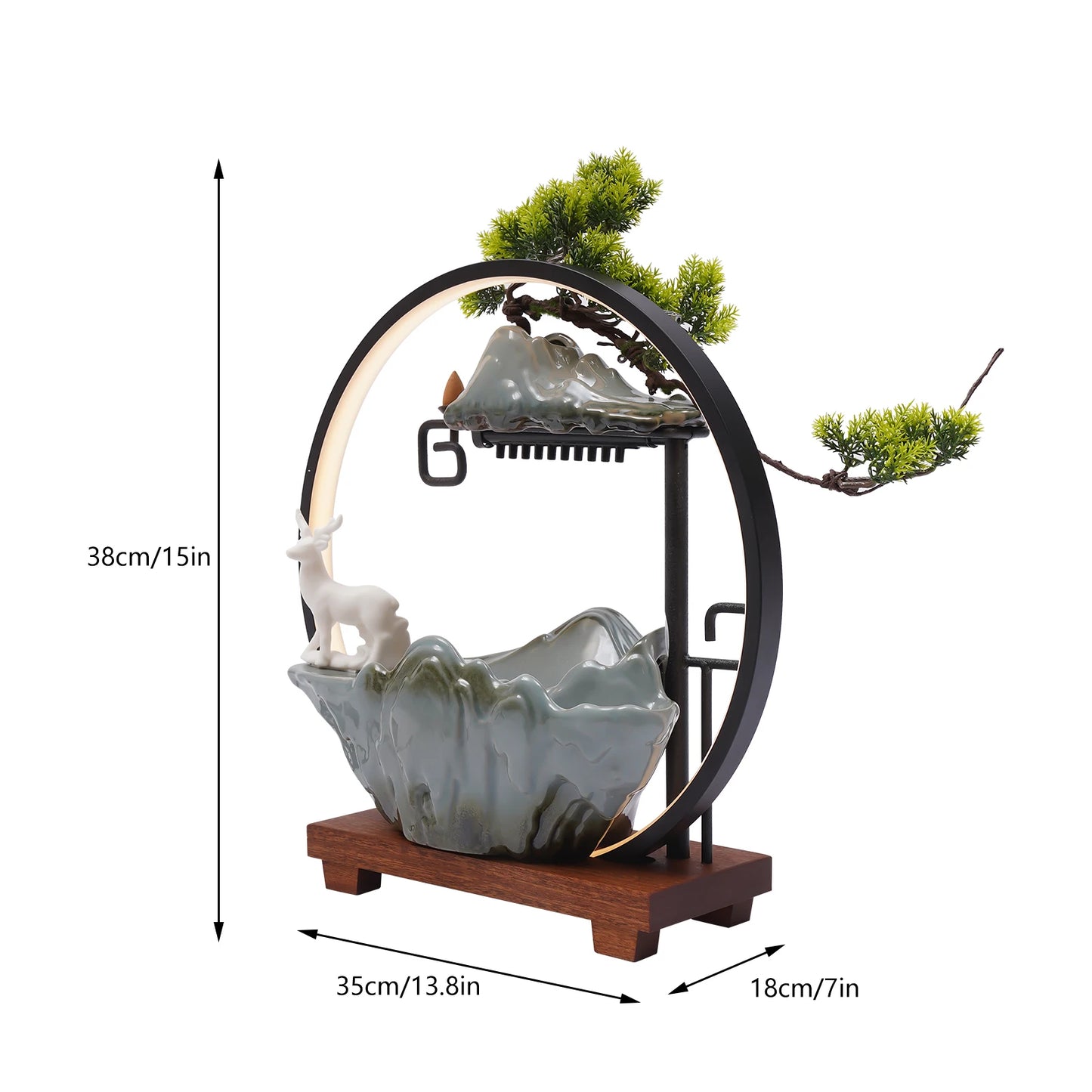 Hign-Concerned Ceramic Tabletop Fountain With LED Lights