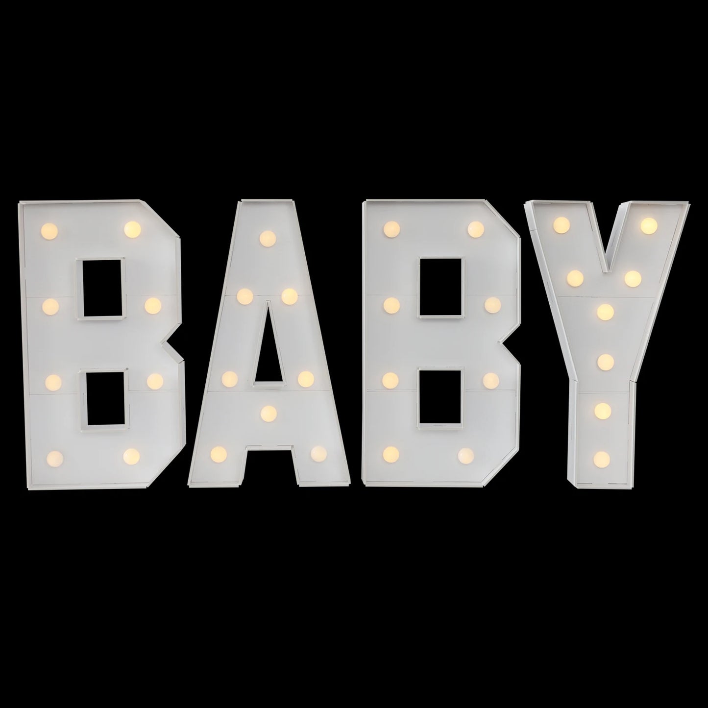 White LED Light Up Letter Lights For Baby Birthdays Showers