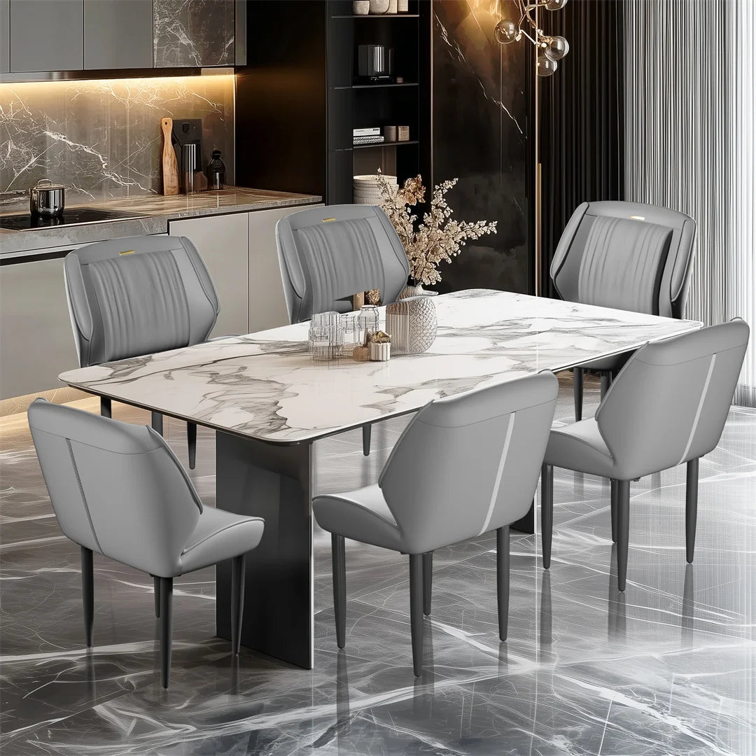 Modern PU Leather Dining Chairs Set Of 2 With Wide Back