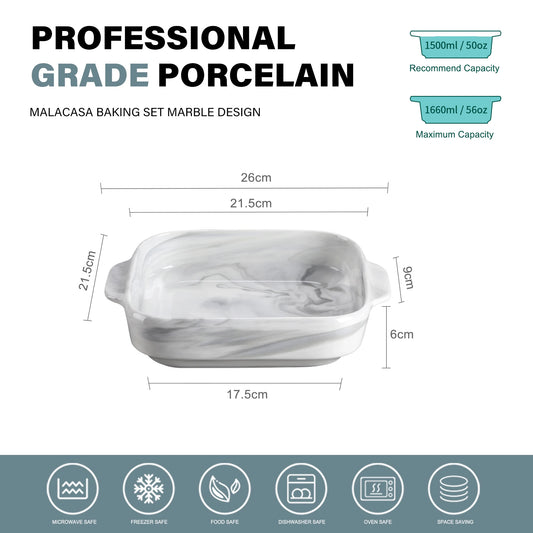 Ceramic Bake Pan Set With Handles 1500ML Oven Safe