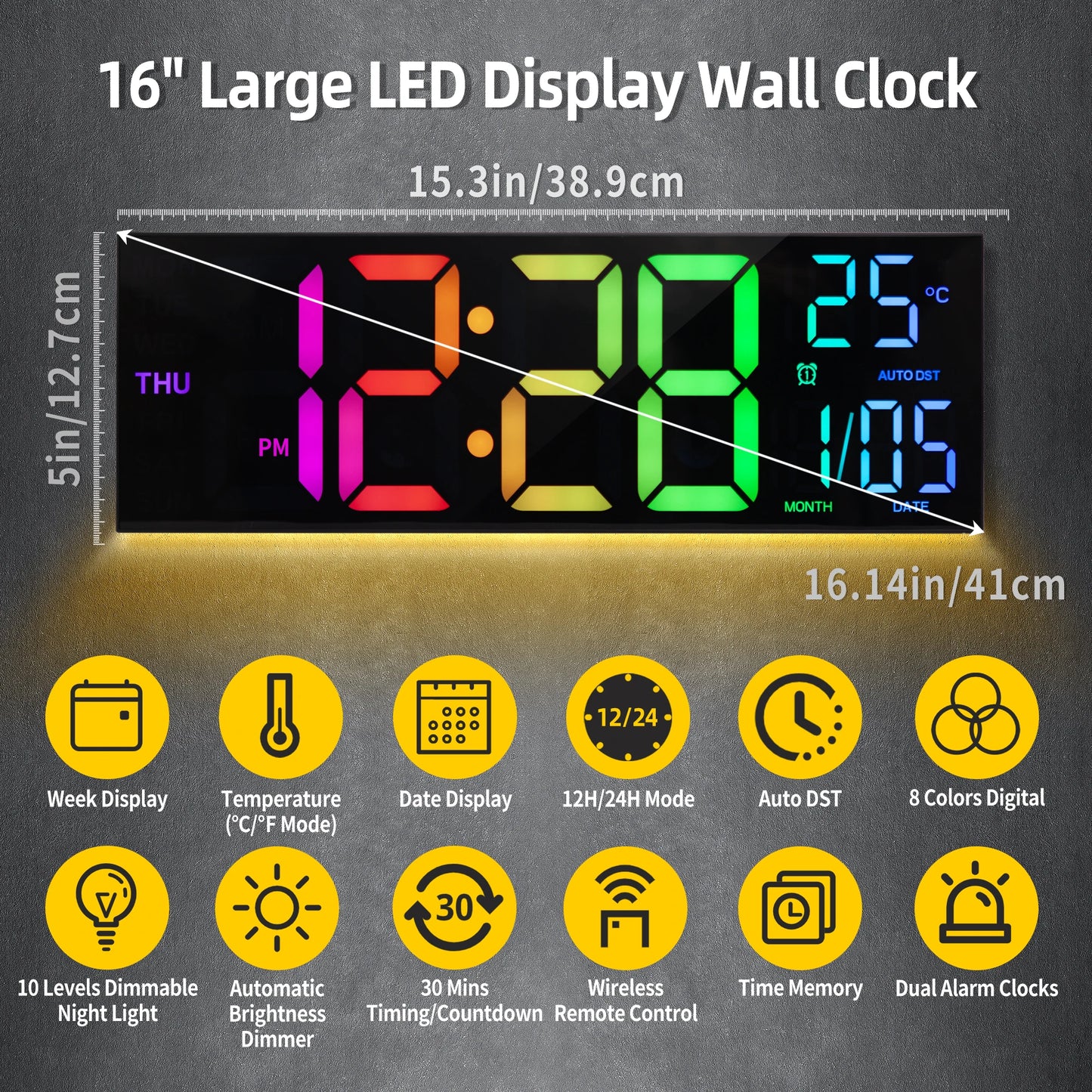 Hign-concerned LED Wall Clock With Remote And Alarm