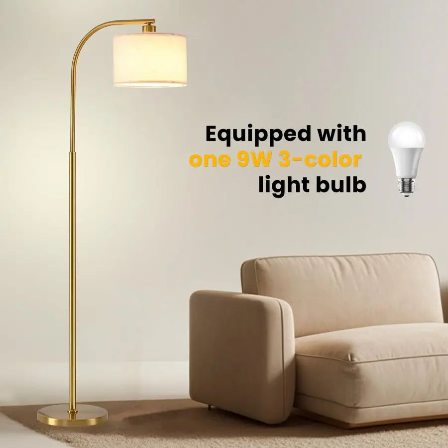 Modern Floor Lamp With Fabric Shade And 9W LED Bulb Not Included