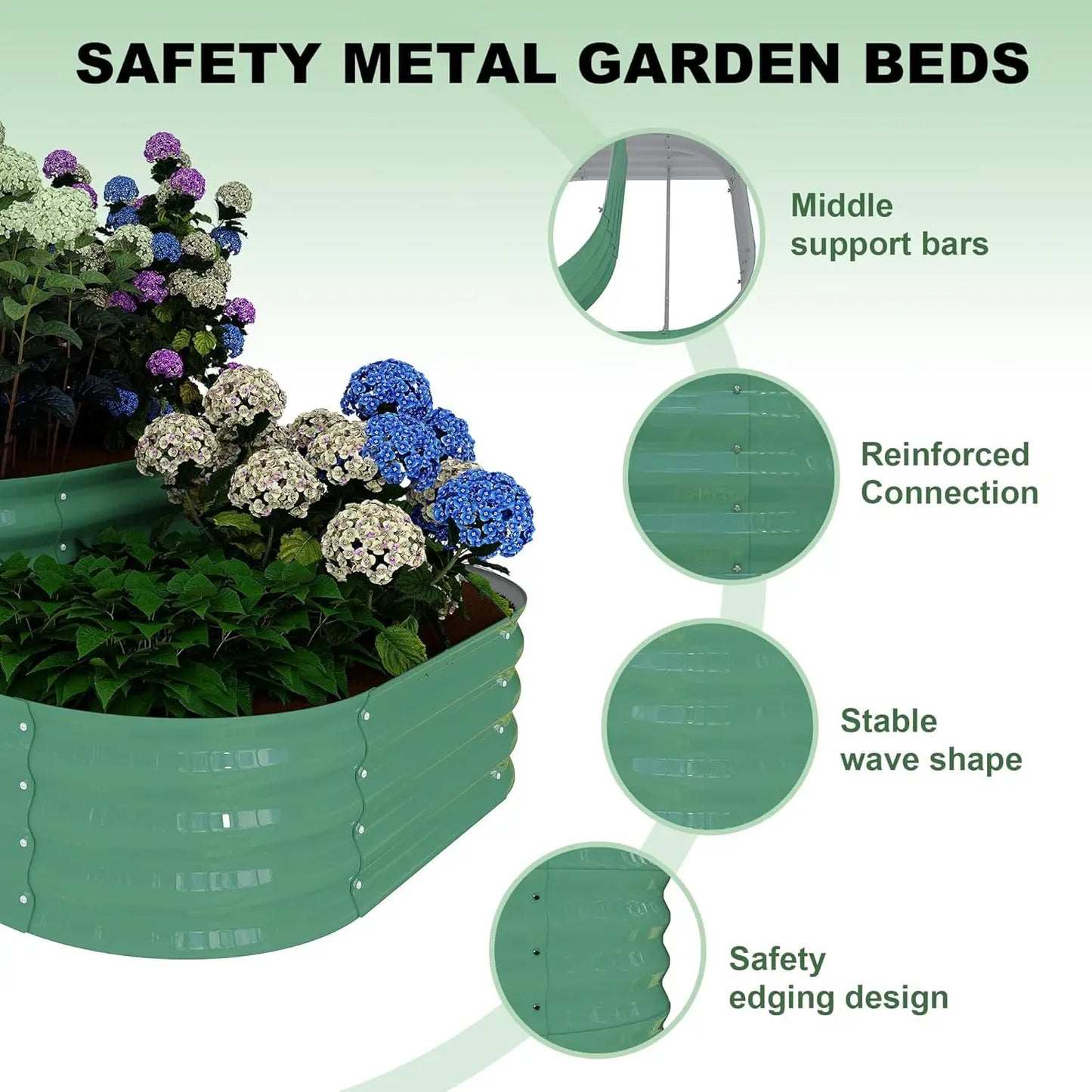 NONEM Raised Garden Bed Galvanized Steel Outdoor Planter Box Vegetables