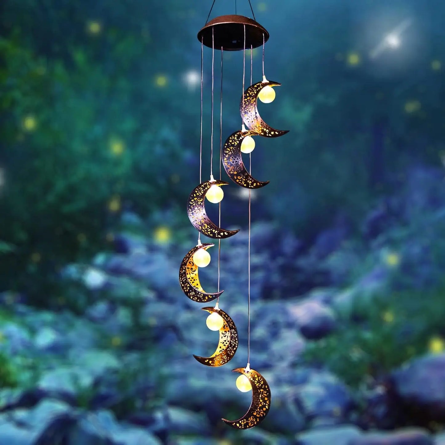 Hign Concerned Solar Wind Chimes Sun Moon Star Lights Garden