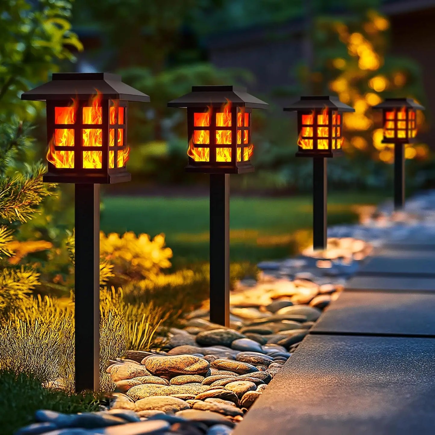 SZRSTHHign Outdoor Solar Torch Lights Flickering Flames