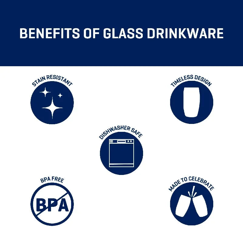 Drinkware Ellendale Glasses Set of 8 Heavy Base Clear Glass