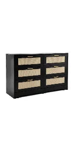 Redlife Rattan Dresser With 6 Drawers And Golden Handles
