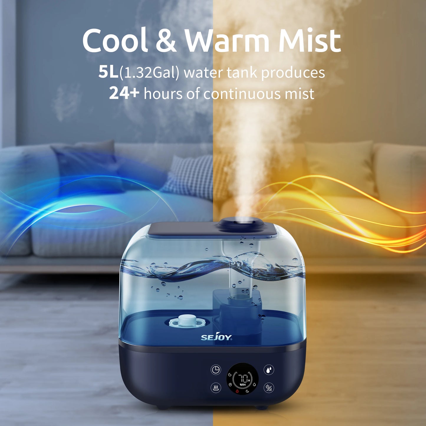 Sejoy Ultrasonic Humidifier With Aromatherapy Diffuser