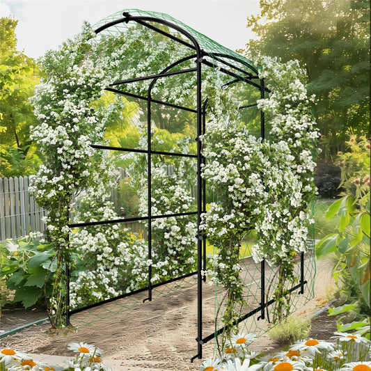BINGOPAW Garden Arch Trellis For Climbing Plants Outdoor Metal Archway
