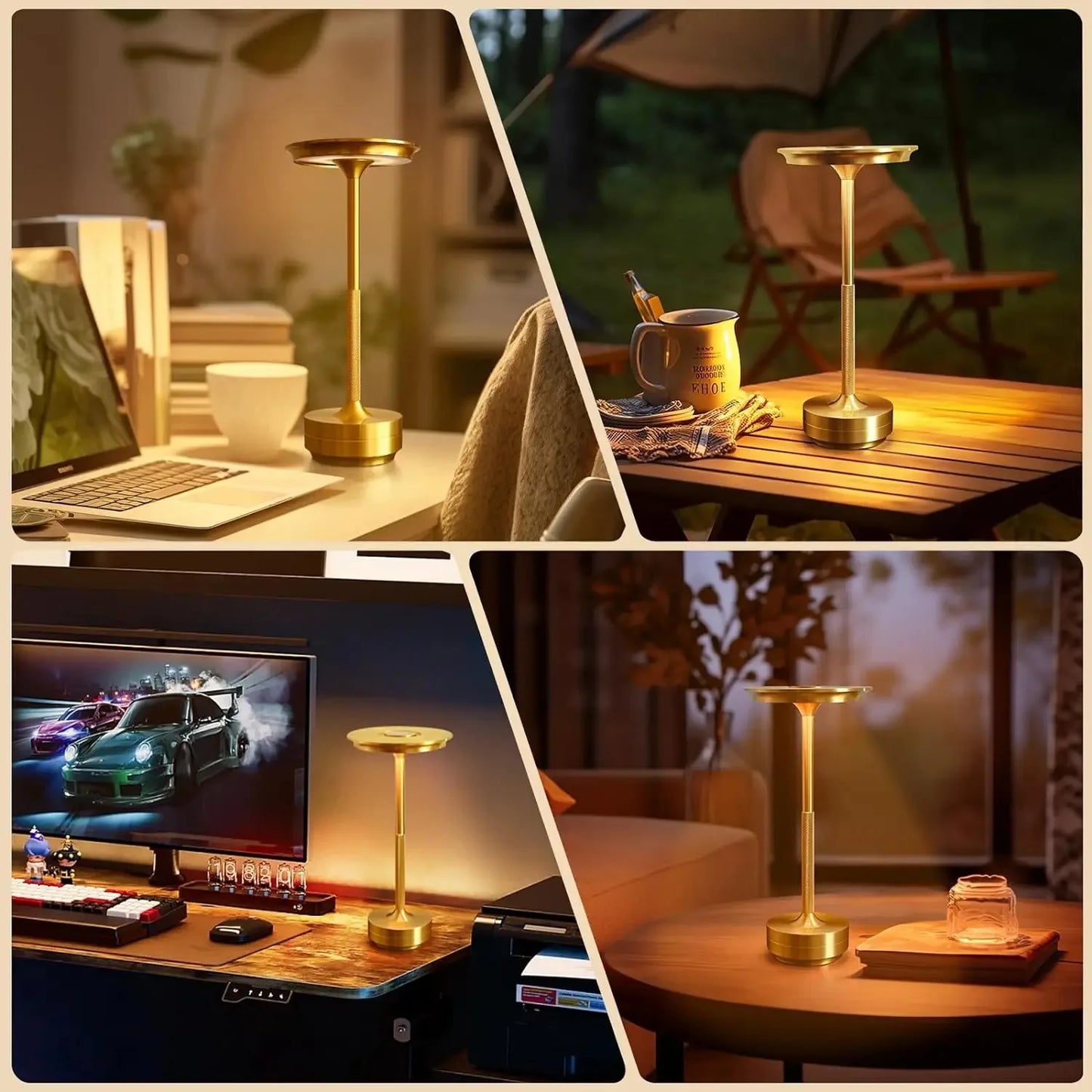 HPH 2 Pack Rechargeable Wireless Table Lamps USB C Bedroom