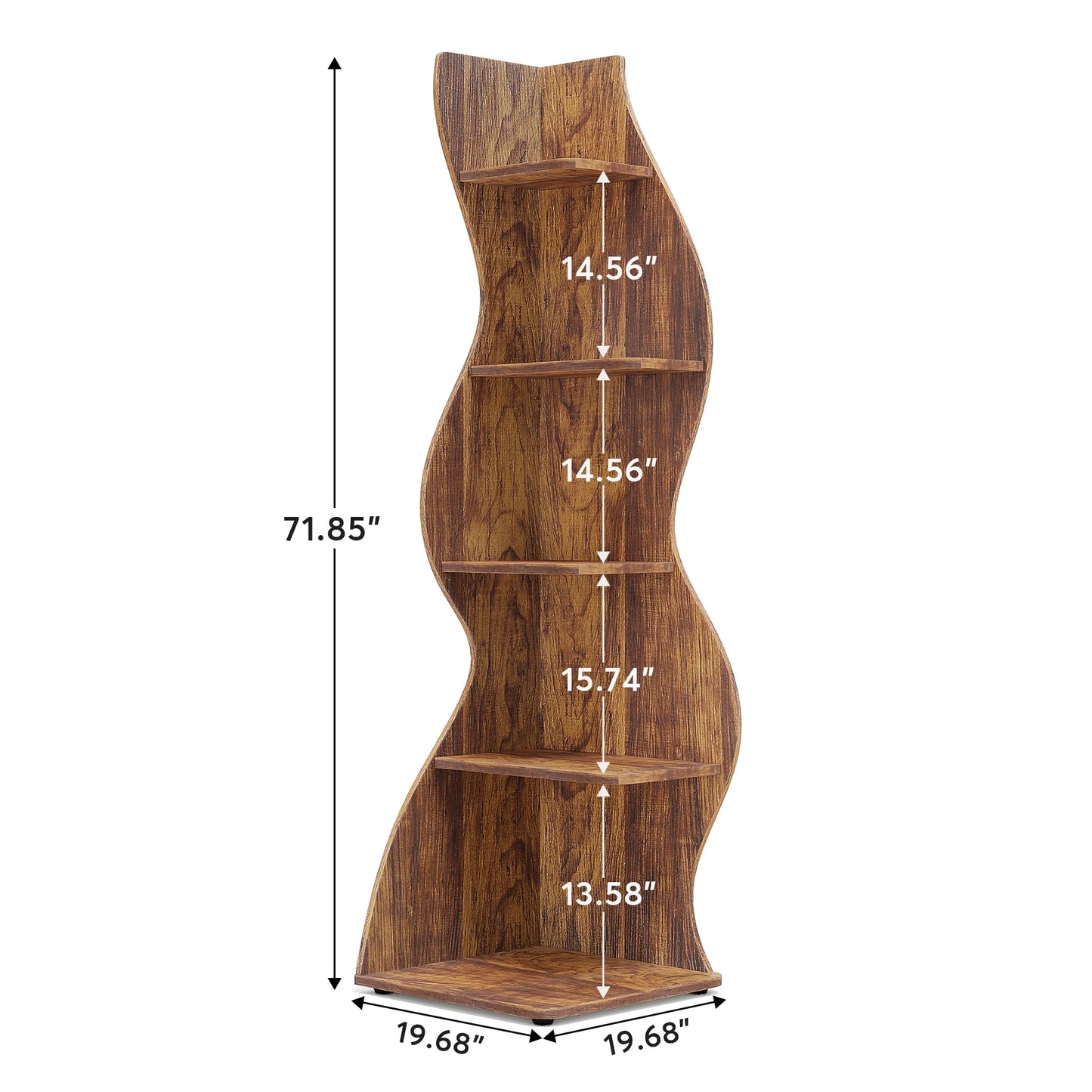Tribesigns RusticTextured 5Tier Corner Shelf Wall WallMounted Bookcase Plant Stand