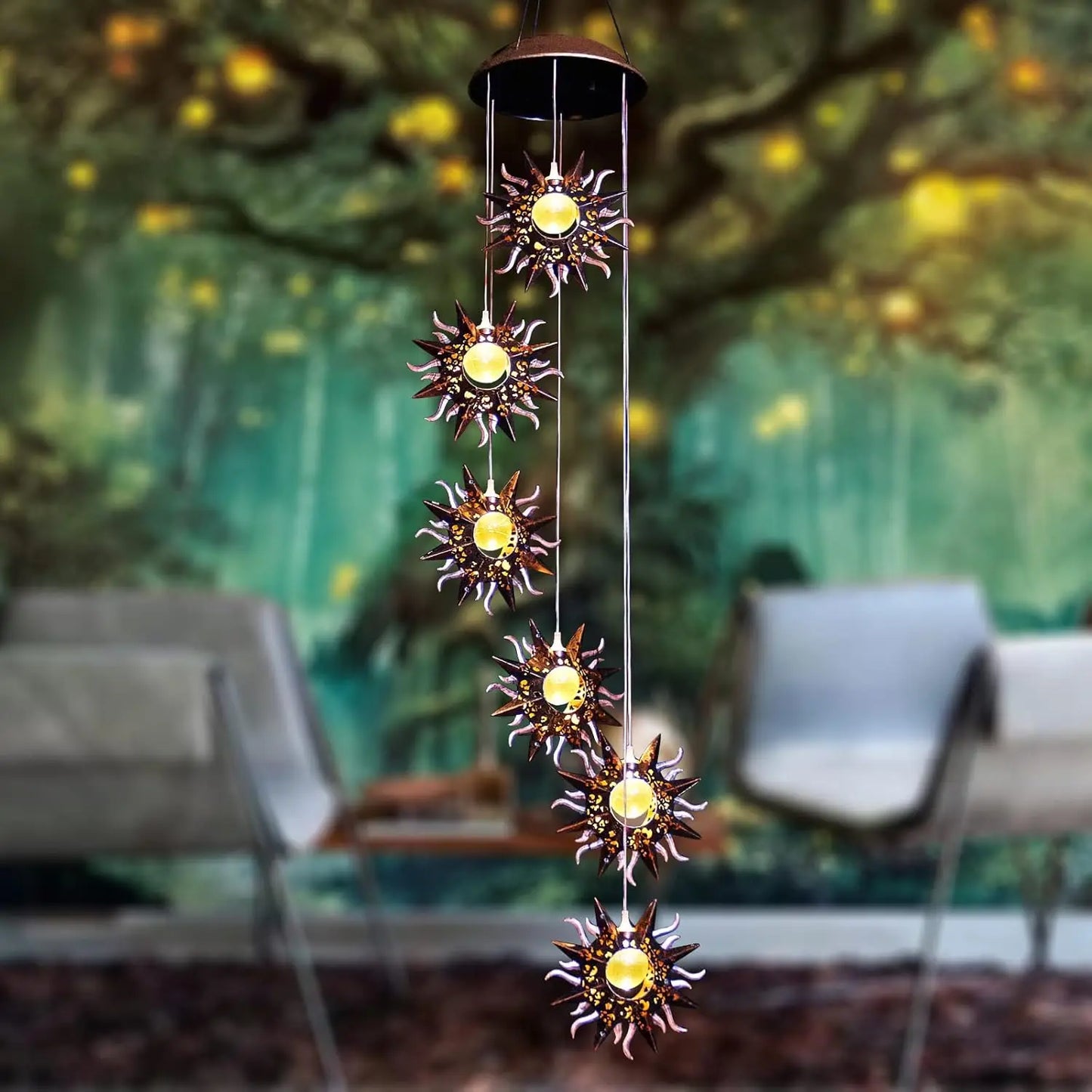 Hign Concerned Solar Wind Chimes Sun Moon Star Lights Garden