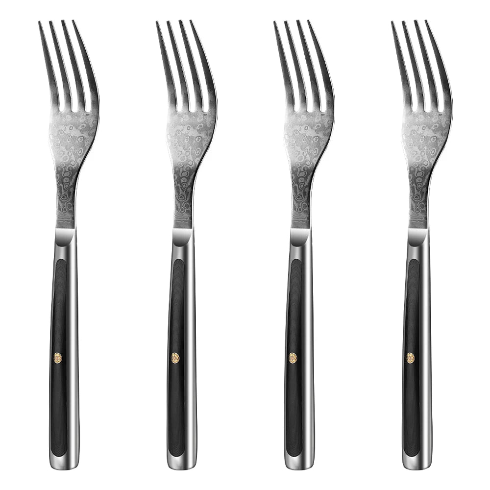 Sunnecko SeventyThreeLayer VG10 Damascus Steel Forks And SteakKnives Set PremiumProfessionalGrade