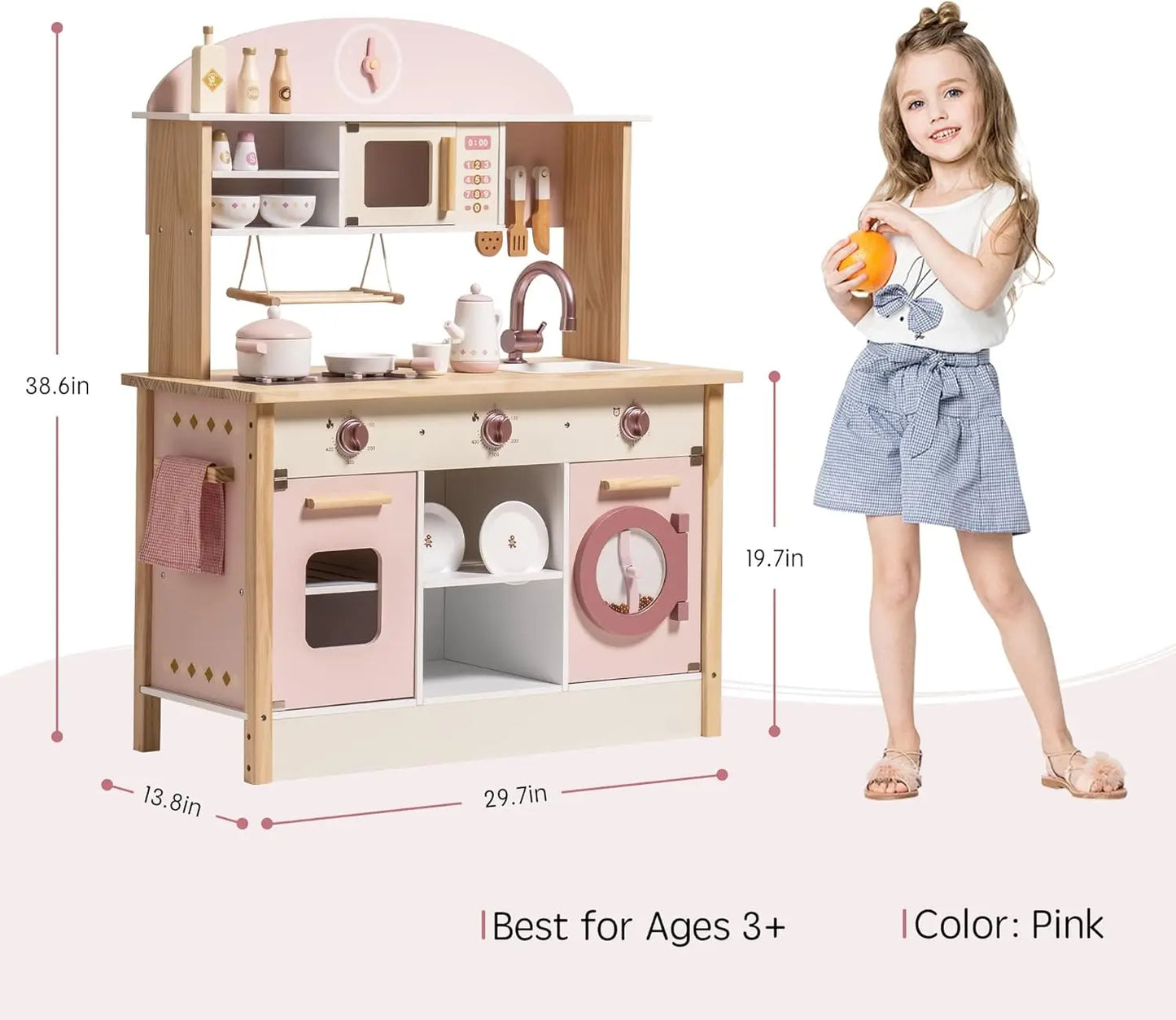 Rolife Robotime Robud Kids Kitchen Playset Wooden Pretend