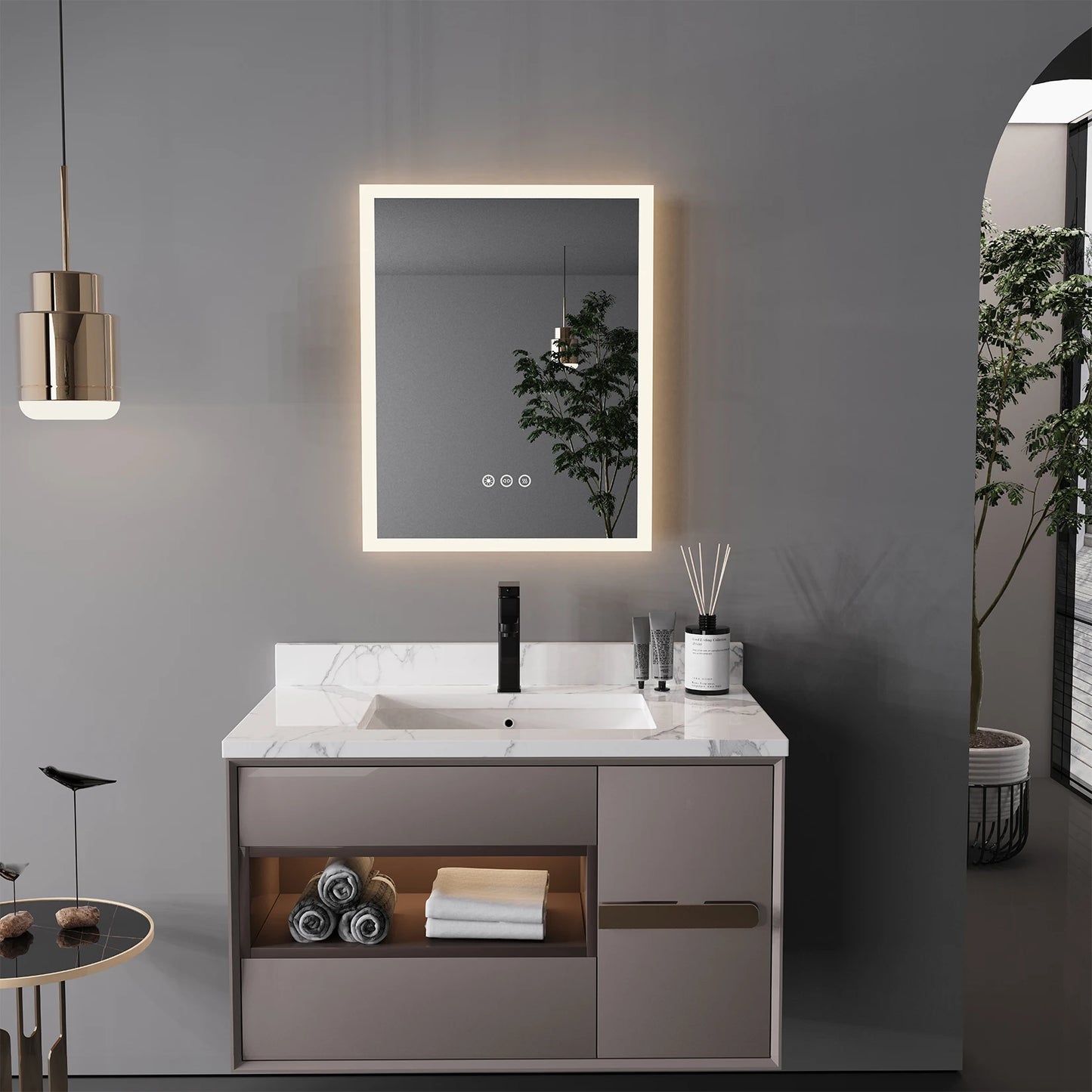 Led Lighted Bathroom Mirror With Anti Fog Memory Function