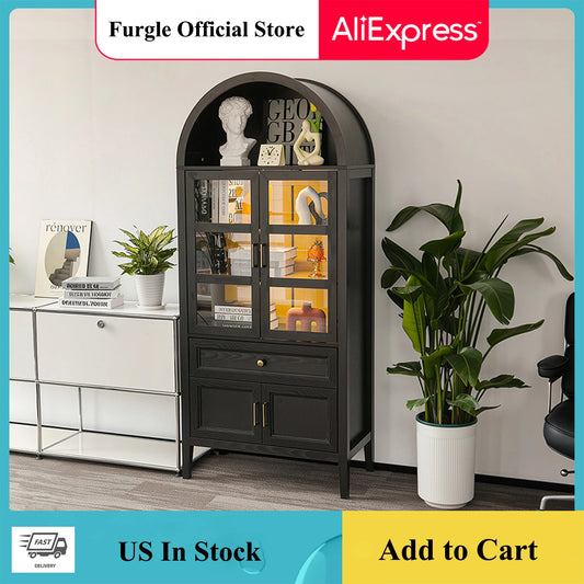Furgle Modern Arched Storage Cabinet With LED Lights