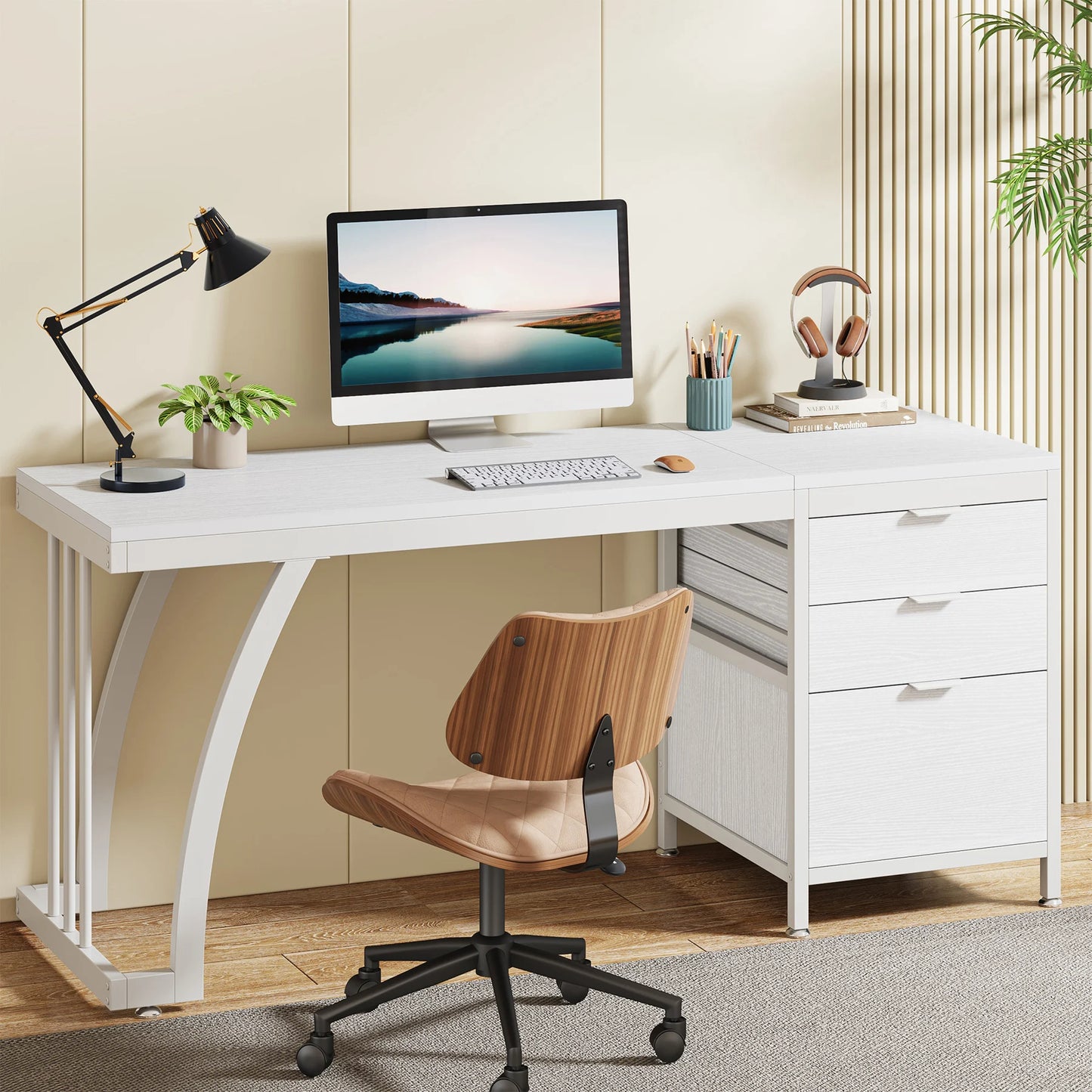 Tribesigns 3-Drawer Computer Desk With Reversible Drawers