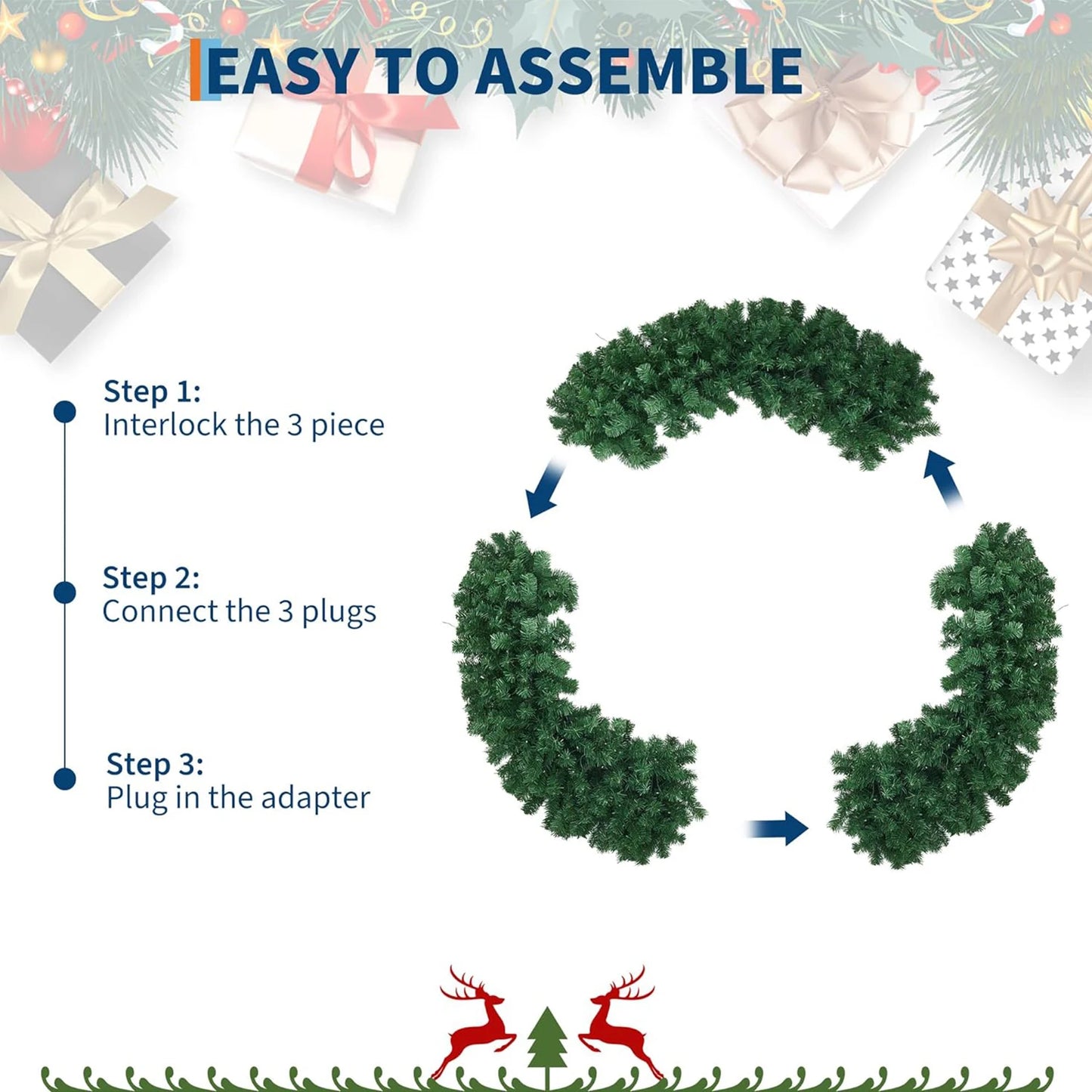 Guangdong Artificial Christmas Wreath With Bow Pre Lit LED