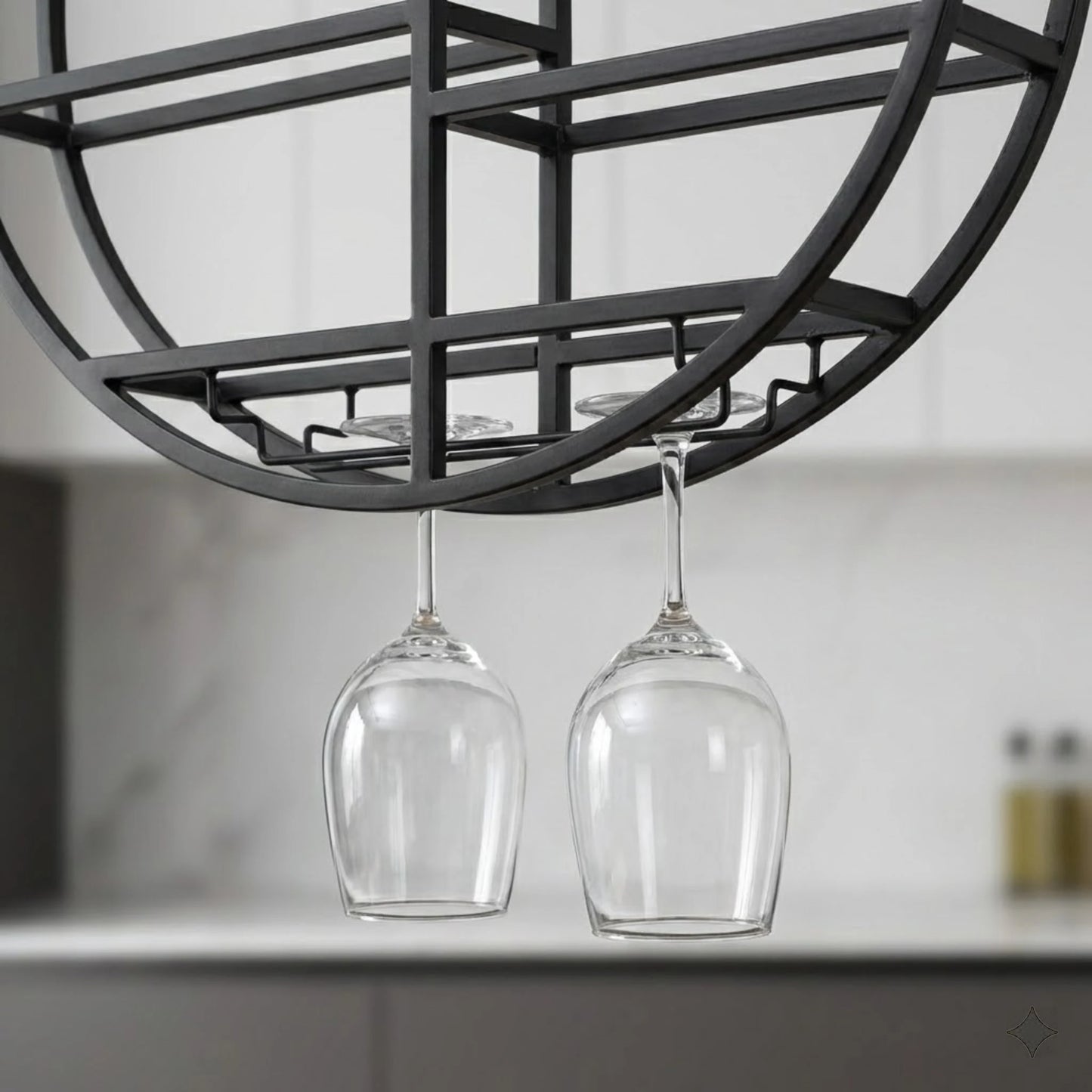 Bymaocar Wall Mounted Black Iron Wine Shelf 7 Bottle Rack